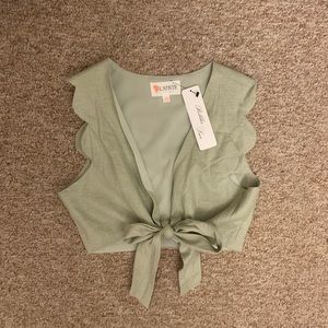 Cropped Tie Front Shirt